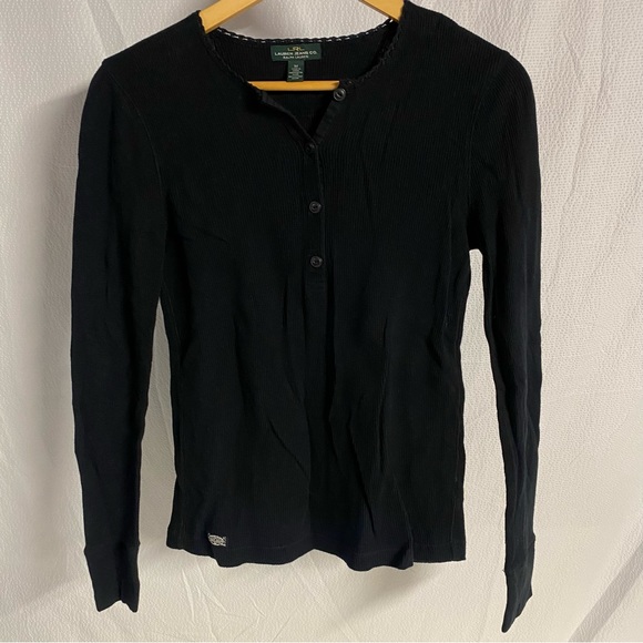Lauren Ralph Lauren Tops - Lauren Ralph Lauren Black Long Sleeve Waffle Knit Thermal Shirt, Size Medium